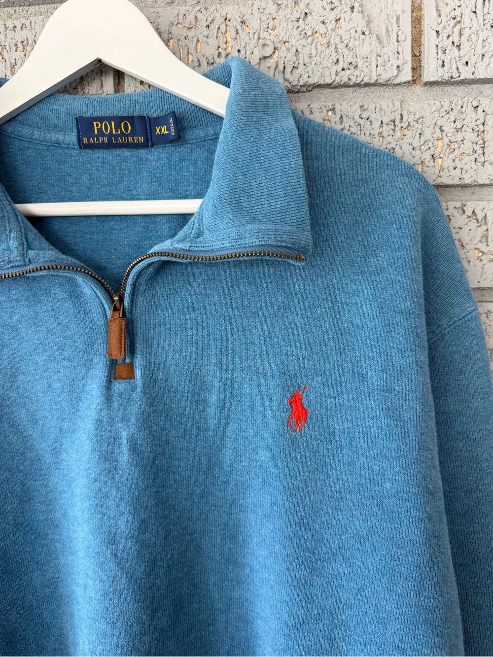 Polo Ralph Lauren Men's Cotton 1/4 Zip Pullover Sweater Size XXL Blue